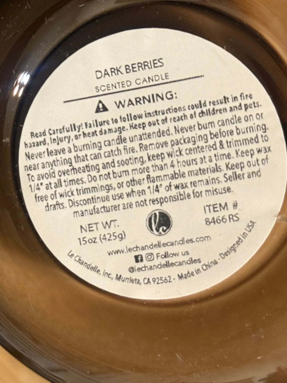 New le Chandelle Dark Berries premium clean burn Scented natural soy Candle
